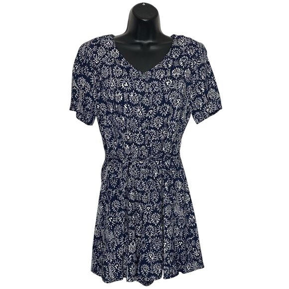 VTG The Limited Romper Womens XS Blue Floral Boho Tie Waist Romantic Preppy - Picture 1 of 12